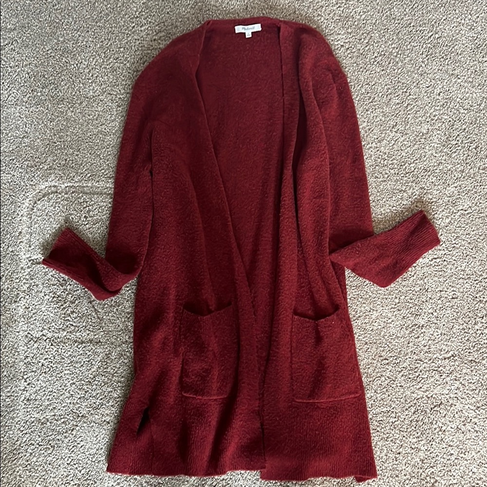Madewell Red Cardigan Knit Sweater